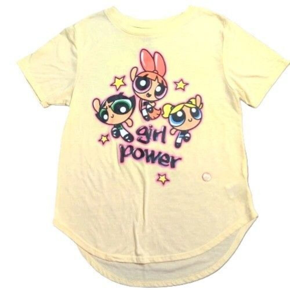 The Powerpuff Girls T-Shirt Girls Size M 7/9 Yellow Girl Power Cartoon Network